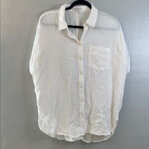 Madewell White Casual Button Down Shirt 100% cotton. Size large